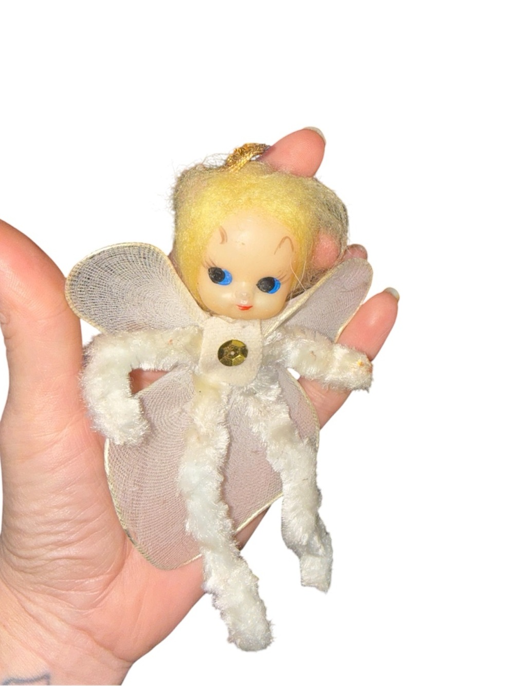 Vintage pipe cleaner angel fairy ornament